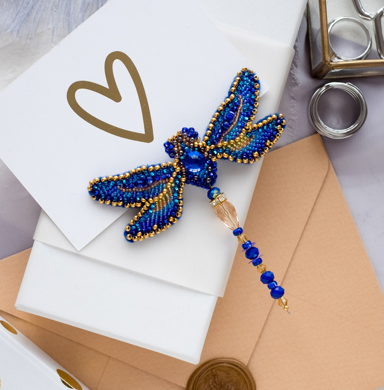 Набір для вишивання бісером прикраси на натуральному художньому холсті "Бабка" AD-073, фото 1