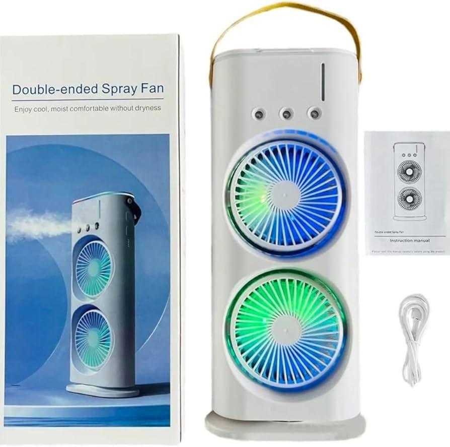 Вентилятор 3 в 1 USB з розпилювачем, автоповоротом і LED-підсвіткою Air Double-ended Spray Fan, фото 1