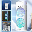 Вентилятор 3 в 1 USB з розпилювачем, автоповоротом і LED-підсвіткою Air Double-ended Spray Fan, фото 2