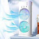 Вентилятор 3 в 1 USB з розпилювачем, автоповоротом і LED-підсвіткою Air Double-ended Spray Fan, фото 7