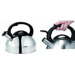 Чайник зі свистком Tefal, 2.5 л, неіржавка сталь, сталевий, чорний