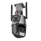 Вулична охоронна WIFI камера відеоспостереження Dual Lens 8MP / Поворотна камера спостереження з бузком, фото 4