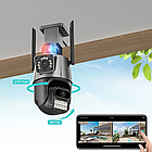 Вулична охоронна WIFI камера відеоспостереження Dual Lens 8MP / Поворотна камера спостереження з бузком, фото 6