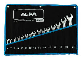 Набір комбінованих ключів на полотні 15 од. AL-FA ALHWS15EL