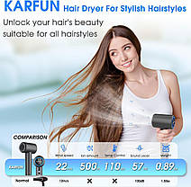 Фен для волосся KARFUN Plasma, професійний іонізований фен з HD-дисплеєм, високошвидкісний двигун фен, фото 6