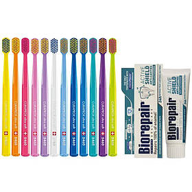 Зубна щітка Curaprox CS 5460 Ultra Soft для чутливих ясен і пародонтозу + паста Biorepair Active Shield від карієсу