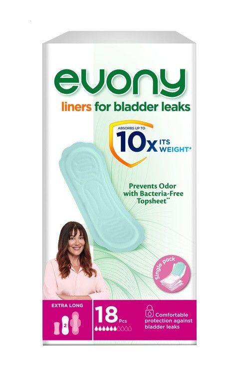 Урологічні прокладки для жінок Evony Extra Long 6 крапель 18 шт, фото 1