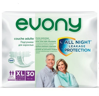 Підгузки для дорослих Evony 4 Extra Large 30 шт 9 крапель, фото 1