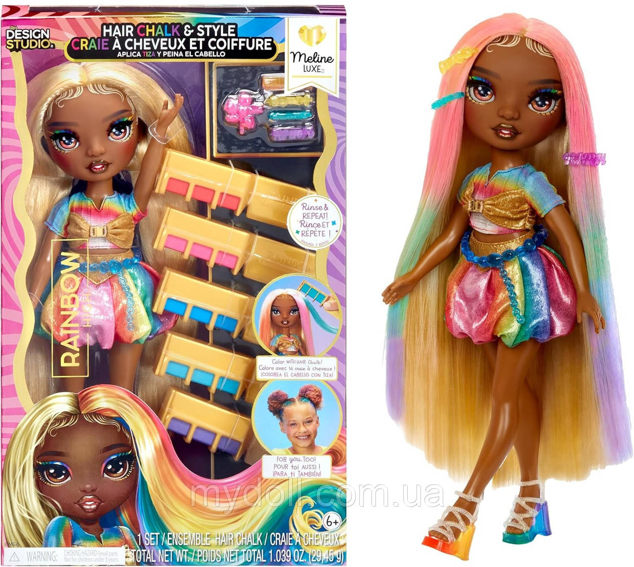 Лялька Рейнбоу Хай Мелін Люкс Rainbow High Meline Luxe серії Hair Chalk & Style 526797 MyDoll MGA Оригінал