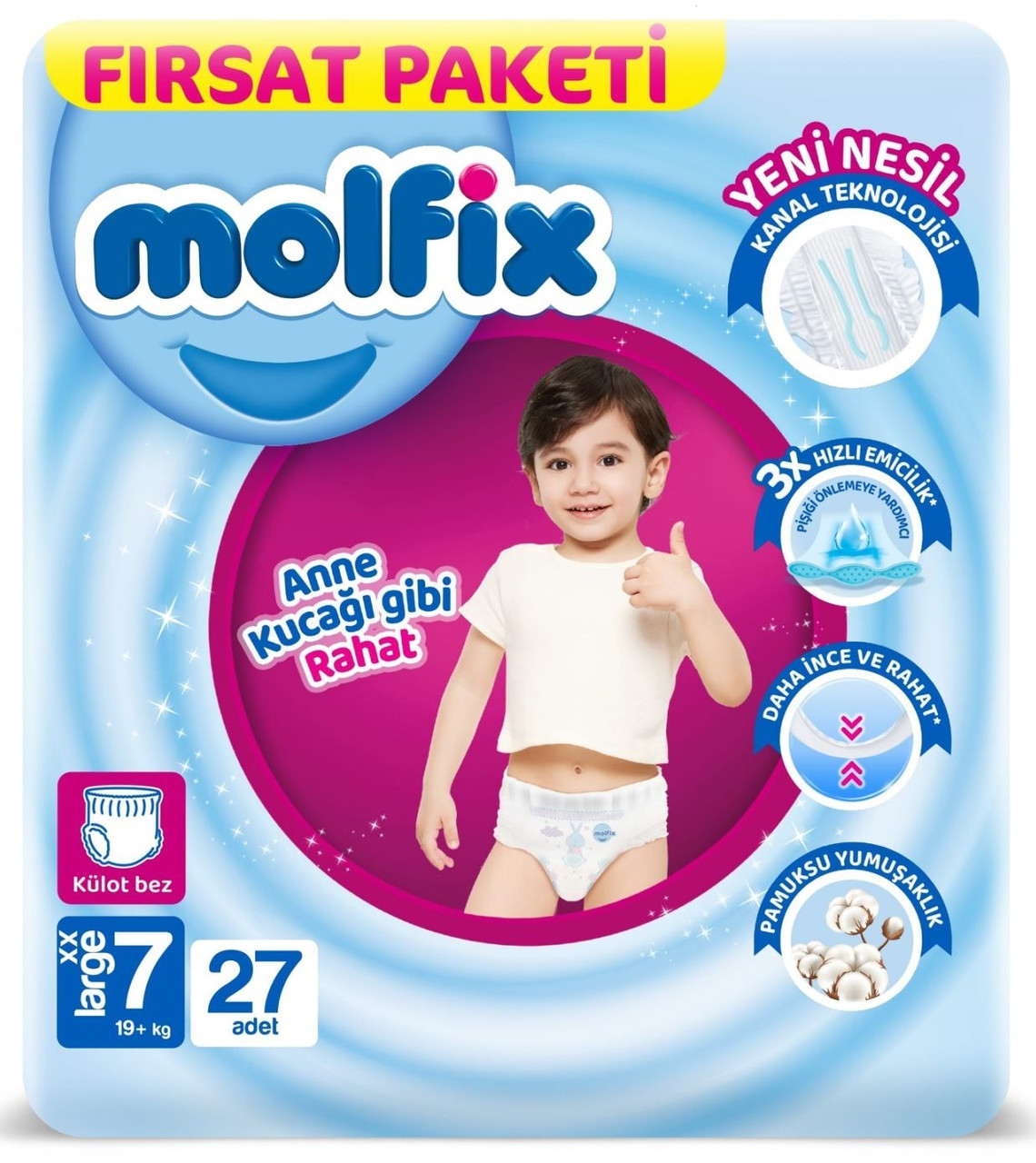Підгузники-трусики Molfix Pants 7 (19+) Extra Large 27 шт, фото 1