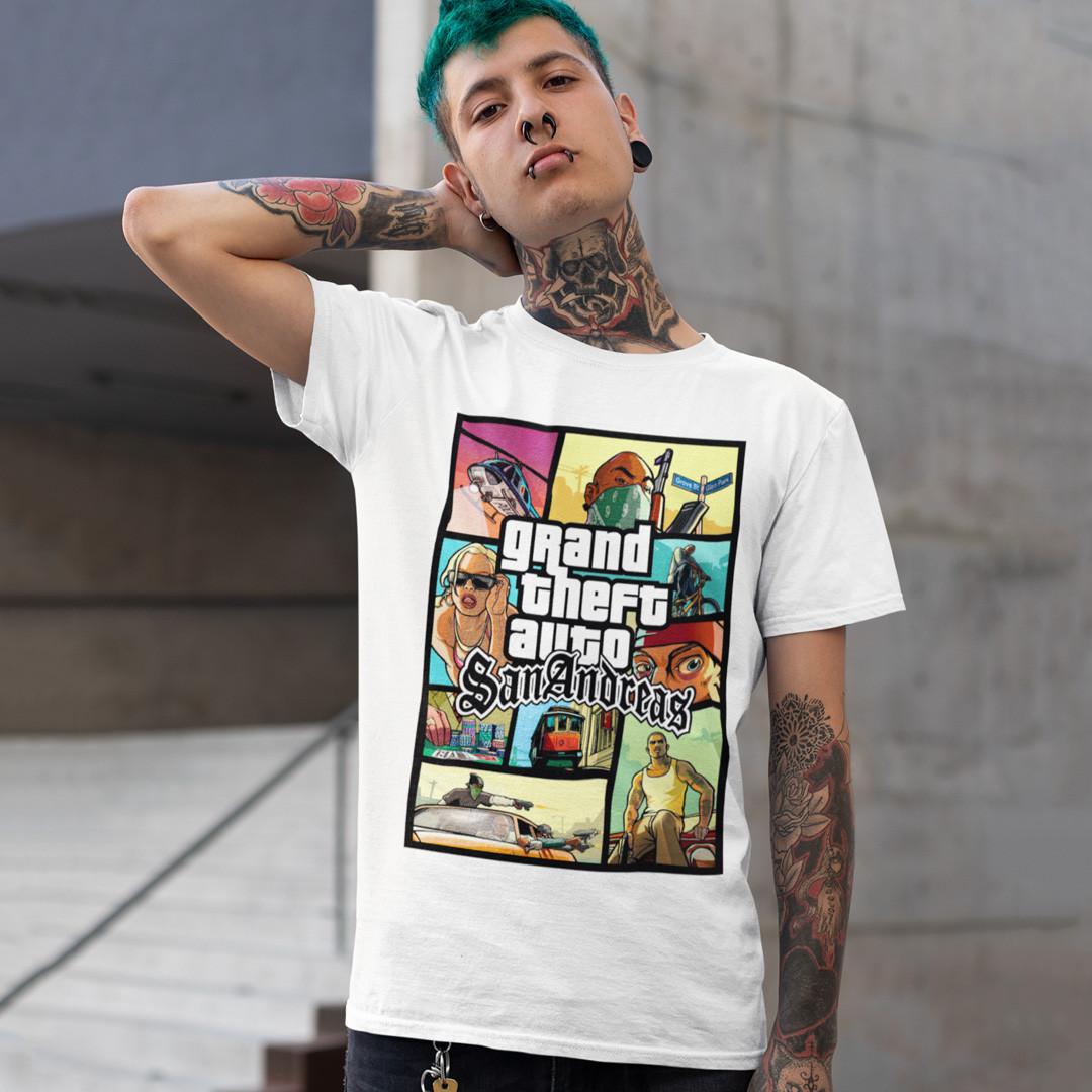 Футболка унісекс Grand Theft Auto (GTA San Andreas wht) XS білий, фото 1