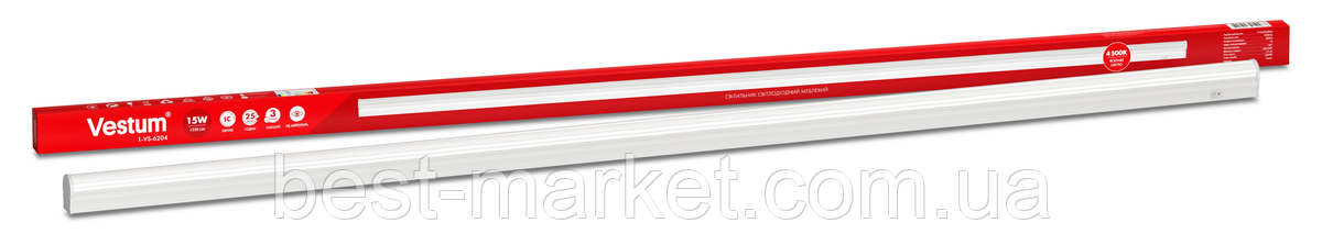 Світлодіодний меблевий світильник Vestum 15W 4500K 220V 1-VS-6204, фото 1