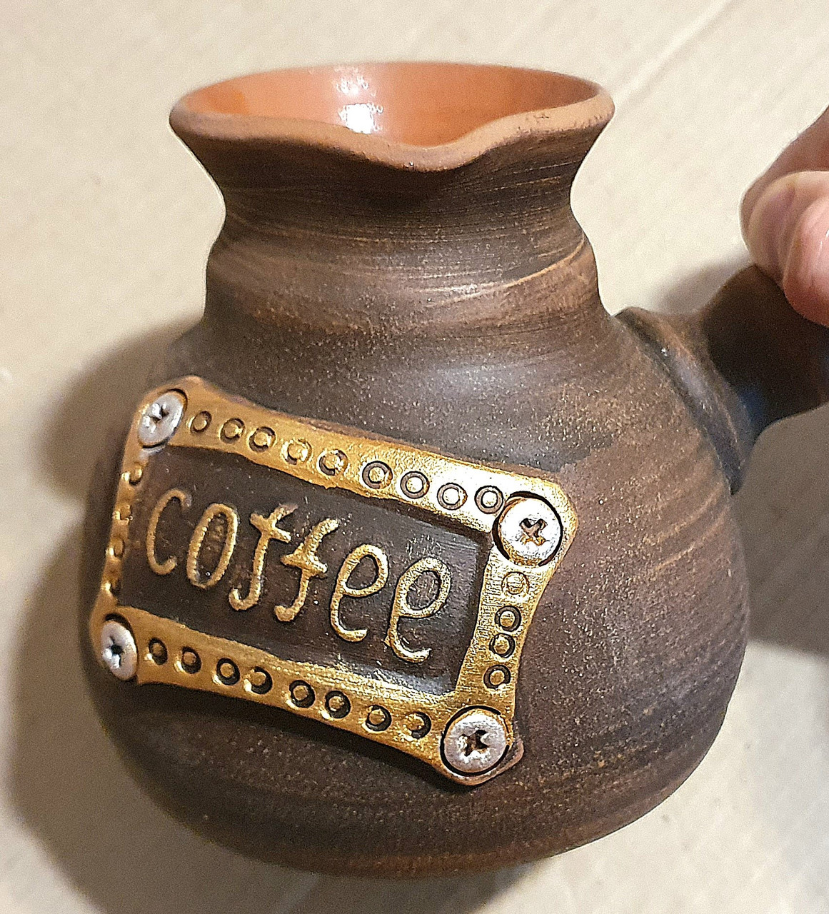 Турка джезва Слав Керам з червоної глини "COFFEE КАВА" 550 мл