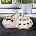 Крокси жіночі Progress бежеві з джибітсами на платформі 4868-2, фото 3
