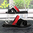 Шльопанці жіночі Amir чорні з червоним замшеві на плоскій підошві 4923, фото 3
