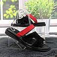 Шльопанці жіночі Amir чорні з червоним замшеві на плоскій підошві 4923, фото 4