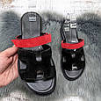 Шльопанці жіночі Amir чорні з червоним замшеві на плоскій підошві 4923, фото 6