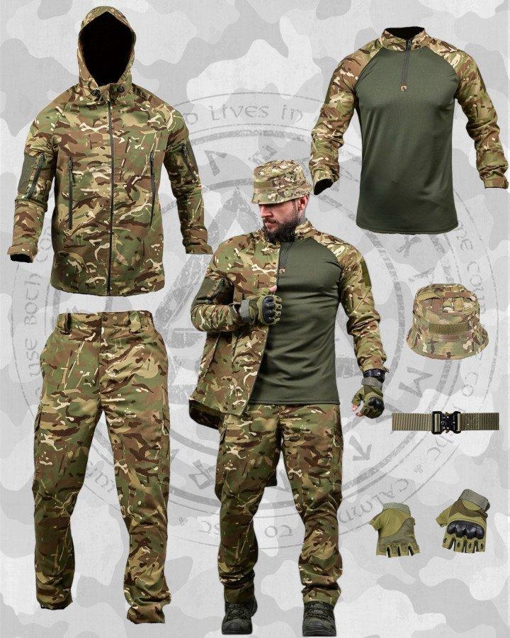 Літній тактичний костюм мультикам SINDROM 6в1 UBACS + штани + панама + рукавички + пояс ДЛ7275 ТМ, фото 1