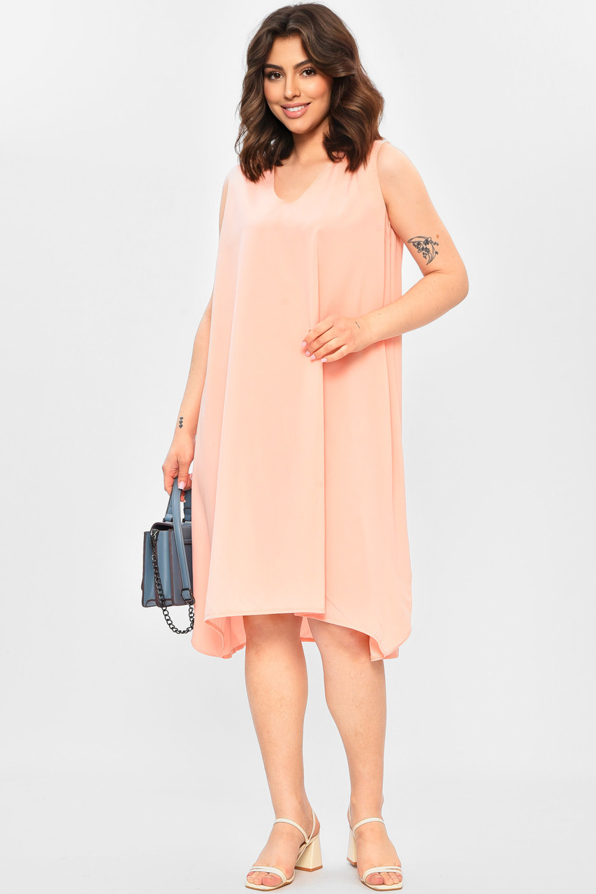 Сукня жіноча однотонна персикового кольору 202598S, фото 1