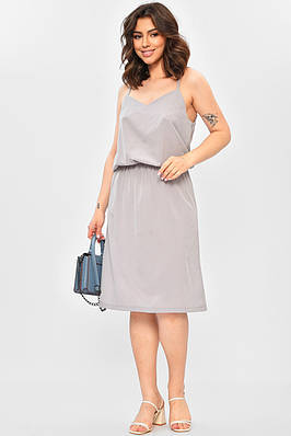 Сарафан жіночий однотонний сірого кольору 202600T Безкоштовна доставка