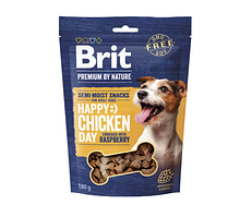 Ласощі для собак Brit Premium Semi-moist Snacks 180 г — курка та малина