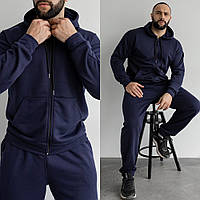 Чоловічий спортивний костюм L синій із бавовни, брендовий турецький трикотаж стилю