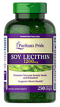 Лецитин із сої, Soy Lecithin, Puritan's Pride, 1200 мг, 250 гелевих капсул