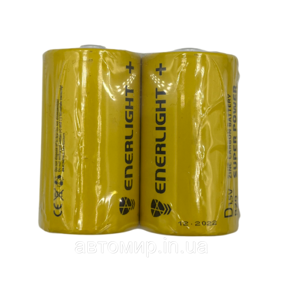 Батарейка ENERLIGHT R20 (тип D) 1.5V - лужна 3500 мАг, продаж 1 шт, без заводської упаковки, фото 1