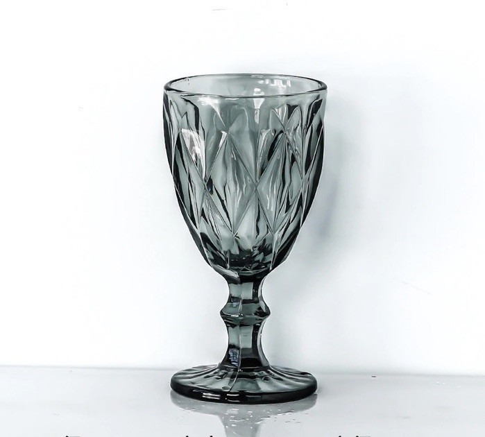 Набір келихів для вина Glassware 6 шт. Подарункові кольорові скляні фужери для коктейлів 300 мл Сірий
