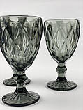 Набір келихів для вина Glassware 6 шт. Подарункові кольорові скляні фужери для коктейлів 300 мл Сірий, фото 6