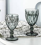 Набір келихів для вина Glassware 6 шт. Подарункові кольорові скляні фужери для коктейлів 300 мл Сірий, фото 7