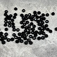 Бусина Рондель 4*3 мм, колір- чорний (непрозорий), арт 018266, 1-нитка ≈120-125 шт, Чорний