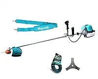 Мотокоса бензиновая Revolt GT-4250 2Т двигатель, Коса для подрезания травы 4.25 кВт с леской и ножом, вал 28мм