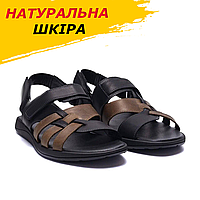 Чоловічі сандалі на липучках стильні зручні чорно-коричневі
