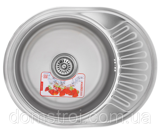 Мийка кухонна врізна з неіржавіючої сталі ZERIX Z5745-06-180D Decor (ZX1591) 570x450 мм, фото 1