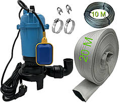 Фекальний Насос WISLA WQСD 2-2.6-12 Чавун з ножем та комплектом; (насос, хомут, рукав 20м, затискач, трос Словенія