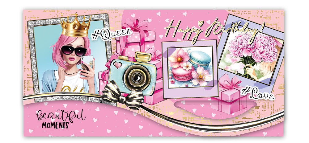 Конверт для грошей для дівчини "Happy Birthday!", № 2828
