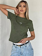 Футболка в обтягнення рубчик тай-дай з коротким рукавом і принтом варенка оверсайз