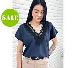 Жіноча блузка з вирізом і мереживом "Brenda" Норма та батал