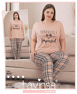 Піжама великого розміру з принтом, м'яка бавовна, Туреччина