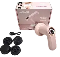 Ручний масажер Replicates Shiatsu Massager YX-720 для тіла, акумуляторний, з насадками, антицелюлітний, рожевий