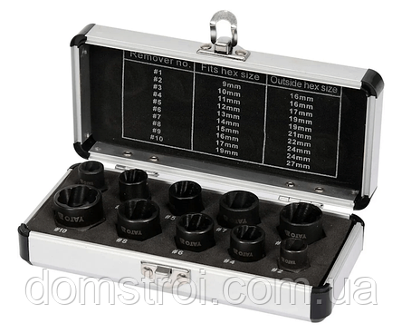 Набір екстракторних головок для зламаних гвинтів 3/8" 9-19 мм (6 шт) YATO YT-06031, фото 1