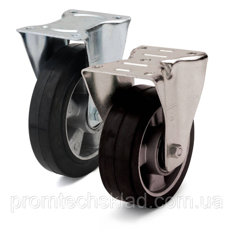 Колесо з еластичної гуми з неповоротним кронштейном 100 мм