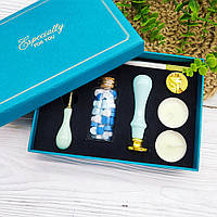 Подарунковий набір для сургучного друку (штампу) Блакитний