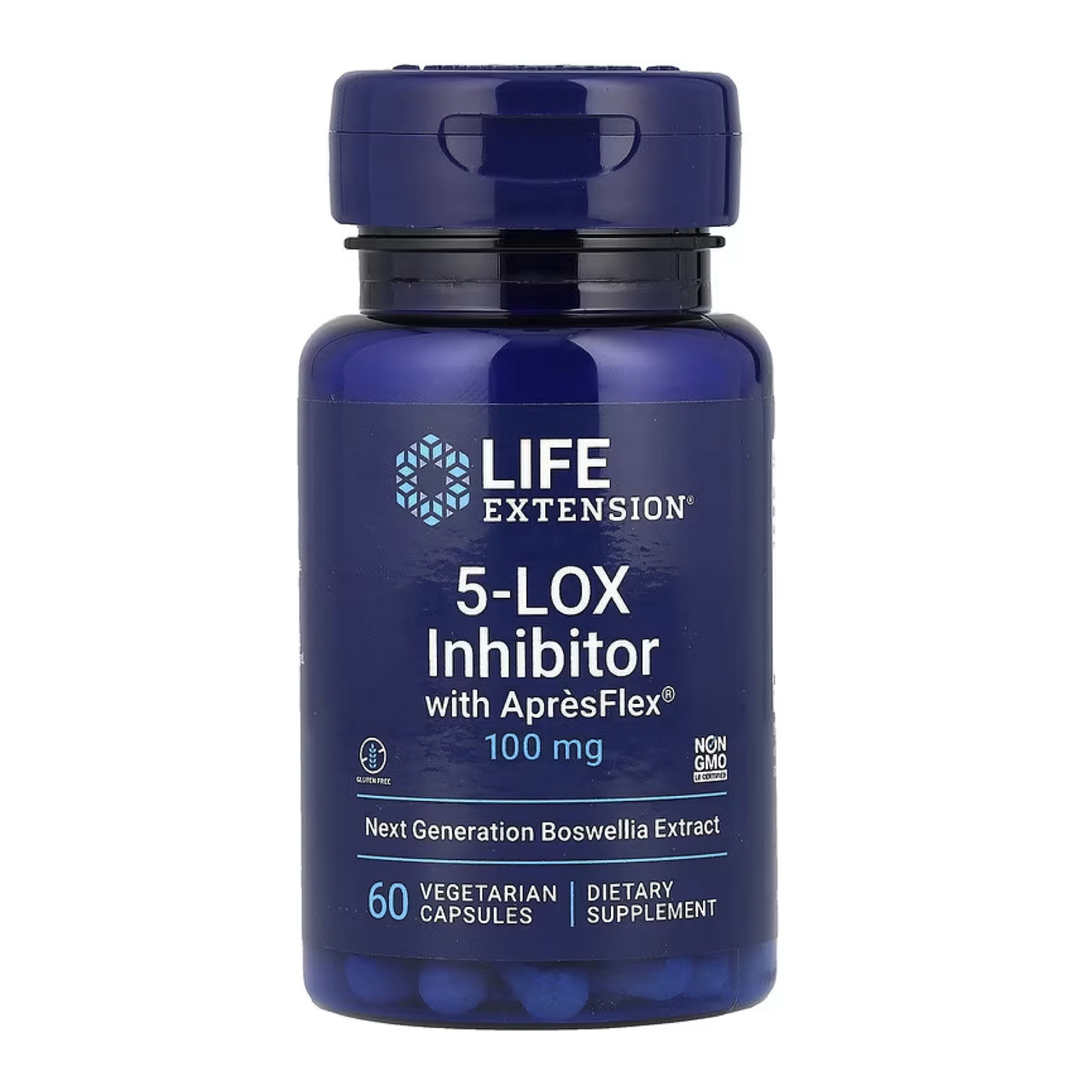 Блокатор Life Extension 5-LOX Inhibitor with AprèsFlex® 100 мг 60 вегетаріанських капсул, фото 1