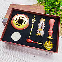 Подарунковий набір для сургучного друку (штампу) Стримана бронза