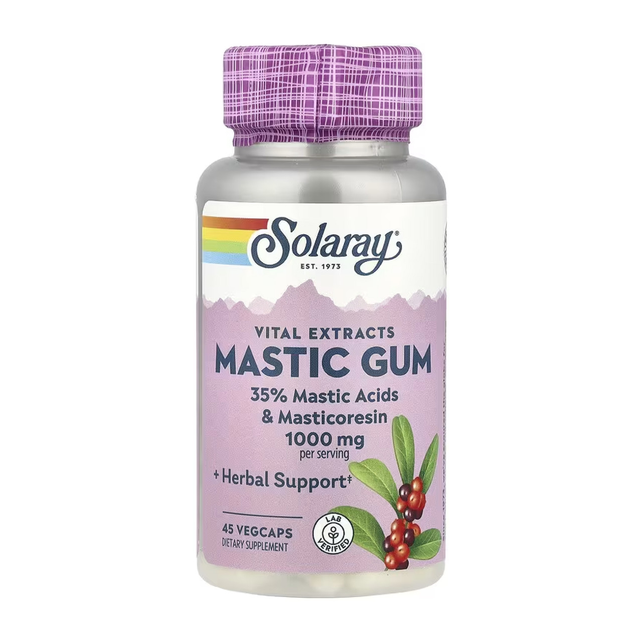 Мастикова смола Solaray Mastic Gum Extract 1000 мг 45 веганських капсул (500 мг у капсулі), фото 1