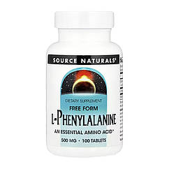 Фенілаланін Source Naturals L-Phenylalanine 500 мг 100 таблеток (250 мг у таблетці)