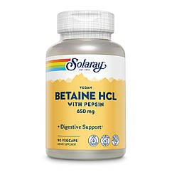 Бетаїн HCL та пепсин Solaray HCL with Pepsin капсули по 650 мг 90 капсул