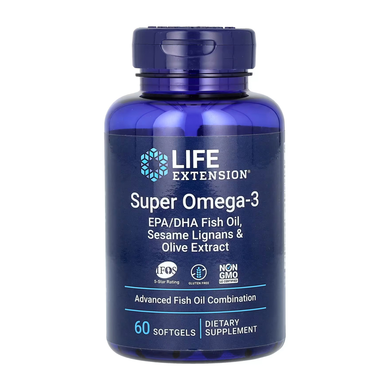 Супер Омега-3 Life Extension Super Omega-3 EPA/DHA Fish Oil Sesame Lignans & Olive Extract 60 м'яких капсул, фото 1